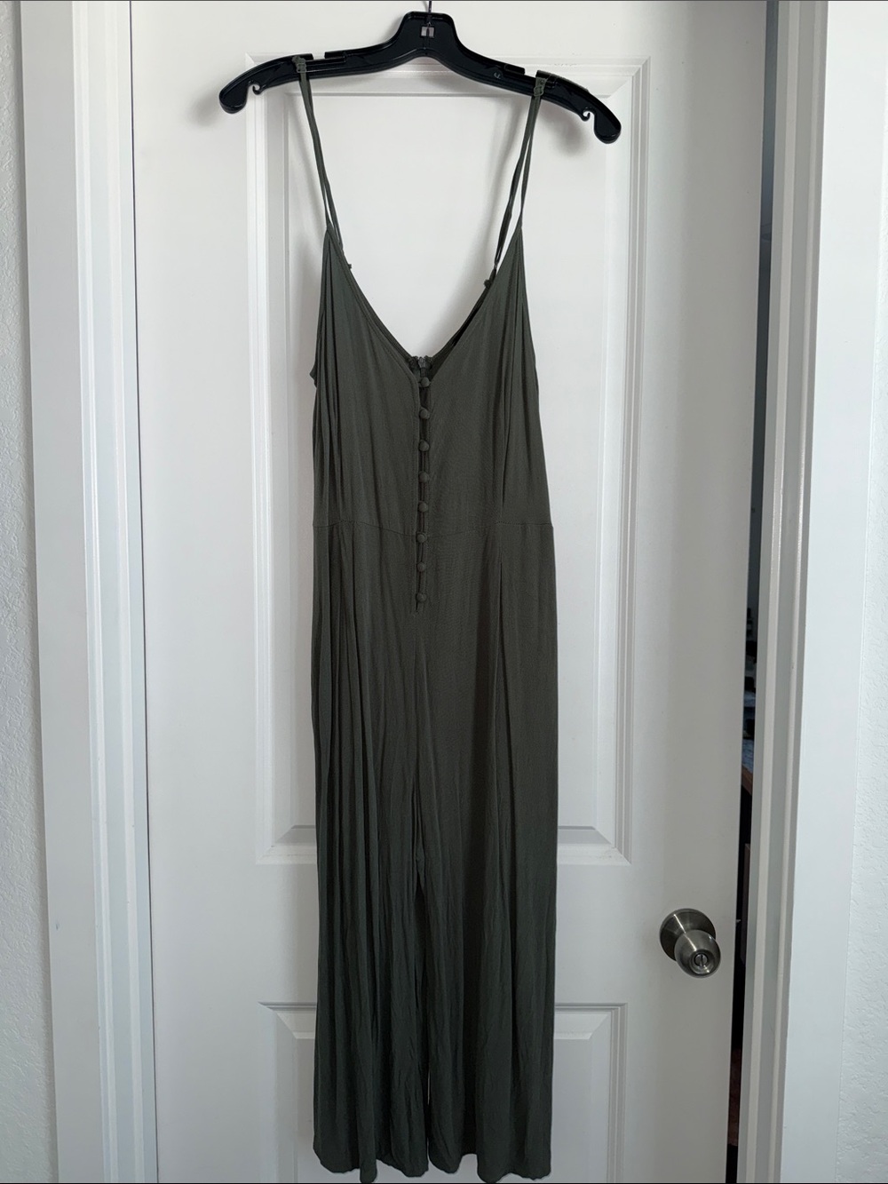 Kendall & Kylie Olive Button-Front Cropped Jumpsuit